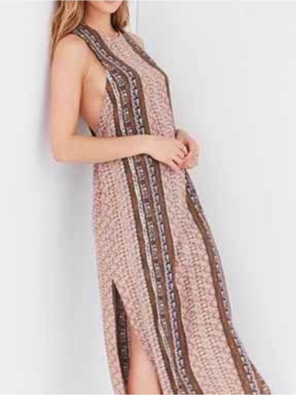 Ecote Urban Outfitters Dress Women’s XSmall Maxi Brown Boho Chic Resort New